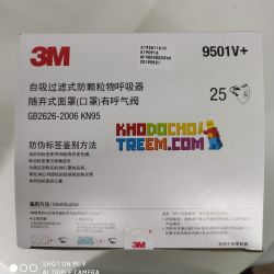 Khẩu trang 3M 9501V+ KN95 lọc hơn 95% bụi siêu mịn PM2.5 có van thở, đeo tai, chun vải mềm hơn 9501VT, chính hãng