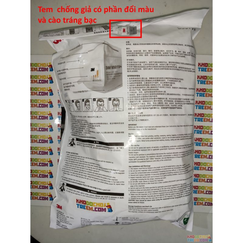 Khẩu trang 3M 9501V+ KN95 lọc hơn 95% bụi siêu mịn PM2.5 có van thở, đeo tai, chun vải mềm hơn 9501VT, chính hãng