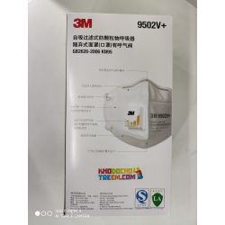 Khẩu trang 3M 9502V+ KN95 lọc hơn 95% bụi siêu mịn PM2.5 có van thở, đeo tai, chun vải mềm hơn 9502VT, chính hãng