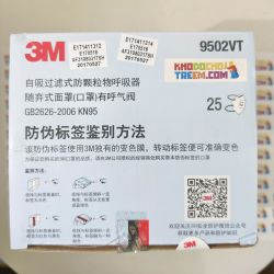Khẩu trang 3M 9502VT KN95 lọc hơn 95% bụi siêu mịn PM2.5 có van thở, đeo đầu, chun tổng hợp, chính hãng tốt hơn 3M 9002V chỉ lọc