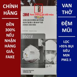 Khẩu trang 3M 9501V KN95 có đệm mũi lọc hơn 95% bụi siêu mịn PM2.5 có van thở, đeo tai, chính hãng nâng cấp của 9501VT Khẩu trang 3M 9501V KN95 có đệm mũi lọc hơn 95% bụi siêu mịn PM2.5 có van thở, đeo tai, chính hãng nâng cấp của 9501VT