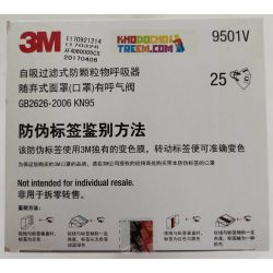 Khẩu trang 3M 9501V KN95 có đệm mũi lọc hơn 95% bụi siêu mịn PM2.5 có van thở, đeo tai, chính hãng nâng cấp của 9501VT Khẩu trang 3M 9501V KN95 có đệm mũi lọc hơn 95% bụi siêu mịn PM2.5 có van thở, đeo tai, chính hãng nâng cấp của 9501VT
