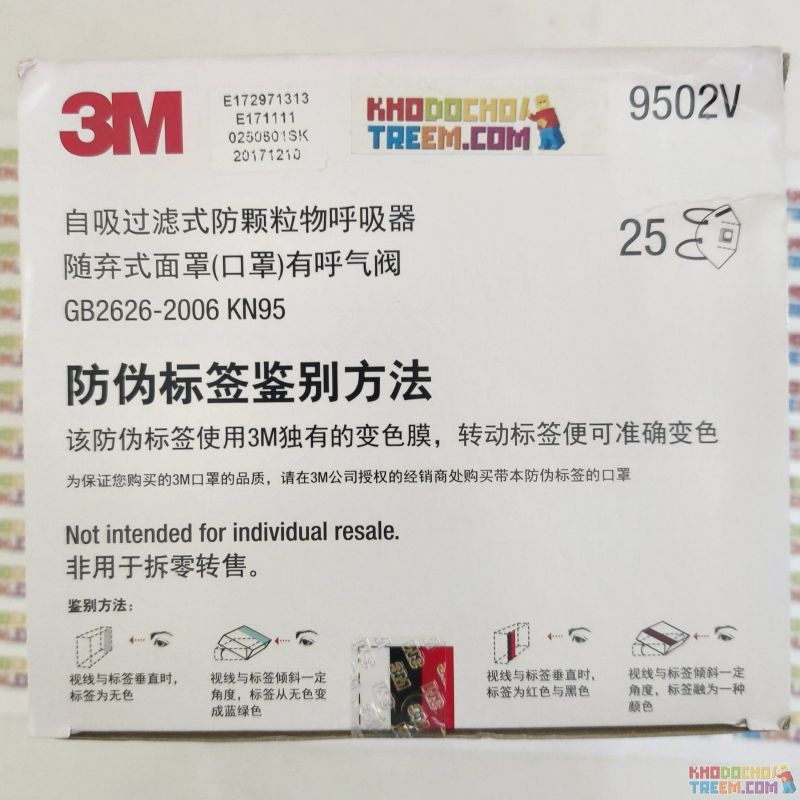 Khẩu trang 3M 9502V KN95 có đệm mũi lọc hơn 95% bụi siêu mịn PM2.5 có van thở, đeo đầu, chun tổng hợp, chính hãng nâng cấp của 9
