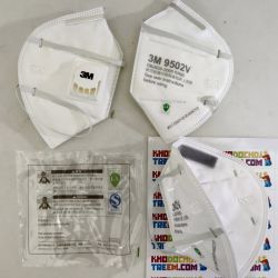 Khẩu trang 3M 9502V KN95 có đệm mũi lọc hơn 95% bụi siêu mịn PM2.5 có van thở, đeo đầu, chun tổng hợp, chính hãng nâng cấp của 9