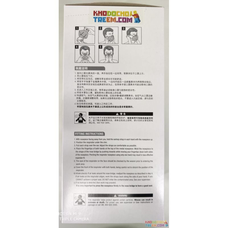 Khẩu trang 3M 9541V KN95 lọc hơn 95% bụi siêu mịn PM2.5 và độc với màng than hoạt tính đệm mũi van thở chun vải mềm chính hãng t