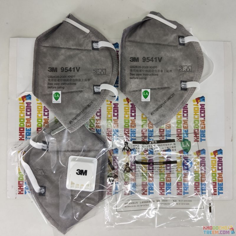 Khẩu trang 3M 9541V KN95 lọc hơn 95% bụi siêu mịn PM2.5 và độc với màng than hoạt tính đệm mũi van thở chun vải mềm chính hãng t