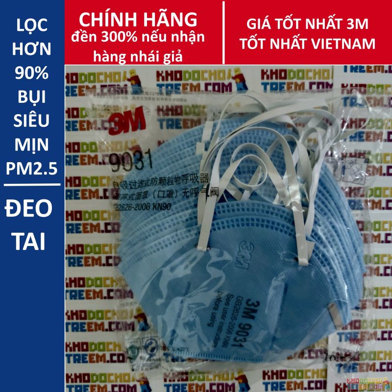 Khẩu trang 3M 9031 KN90 lọc hơn 90% bụi siêu mịn PM2.5 chính hãng mới hơn 3M 9001 toàn đồ giả Khẩu trang 3M 9031 KN90 lọc hơn 90% bụi siêu mịn PM2.5 chính hãng mới hơn 3M 9001 toàn đồ giả