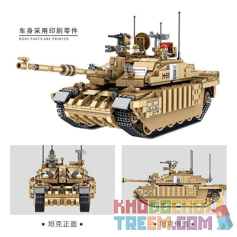 PanlosBrick 632008 Panlos Brick 632008 non  XE TĂNG CHIẾN ĐẤU CHỦ LỰC CHALLENGER II CỦA ANH bộ đồ chơi xếp lắp ráp ghép mô hình Creator CHALLENGER II MAIN BATTLE TANK Sáng Tạo 1687 khối