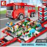 SEMBO 603063 non  XE CỨU HỎA THÀNH PHỐ THU NHỎ MÀU ĐỎ bộ đồ chơi xếp lắp ráp ghép mô hình City 1547 khối
