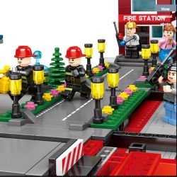 SEMBO 603063 non  XE CỨU HỎA THÀNH PHỐ THU NHỎ MÀU ĐỎ bộ đồ chơi xếp lắp ráp ghép mô hình City 1547 khối