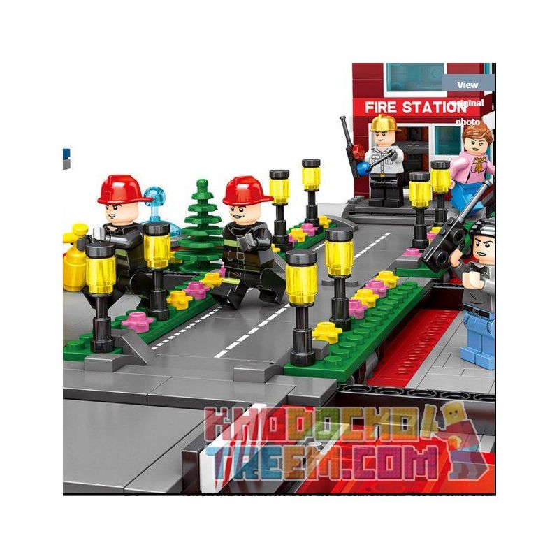 SEMBO 603063 non  XE CỨU HỎA THÀNH PHỐ THU NHỎ MÀU ĐỎ bộ đồ chơi xếp lắp ráp ghép mô hình City 1547 khối