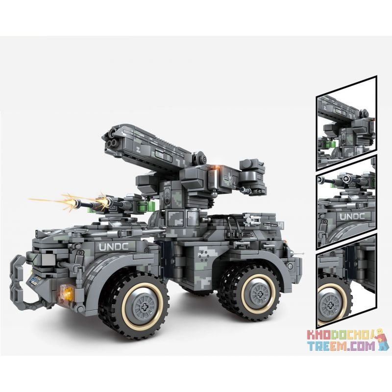 SEMBO 107065 non  THIẾT BỊ PHÒNG THỦ TÊN LỬA bộ đồ chơi xếp lắp ráp ghép mô hình Shanghai Fortress Pháo Đài Thượng Hải 1112 khối