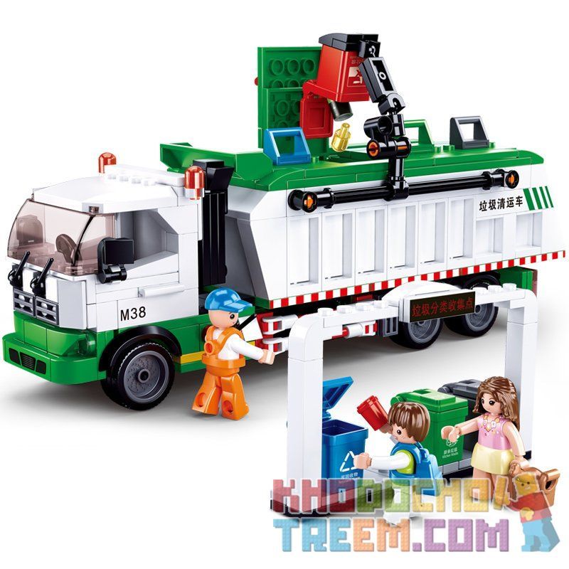 SLUBAN M38-B0780 B0780 0780 M38B0780 38-B0780 non  XE CHỞ RÁC CUỘC CHIẾN CÂN NÃO PHÂN LOẠI bộ đồ chơi xếp lắp ráp ghép mô hình City Thành Phố 432 khối