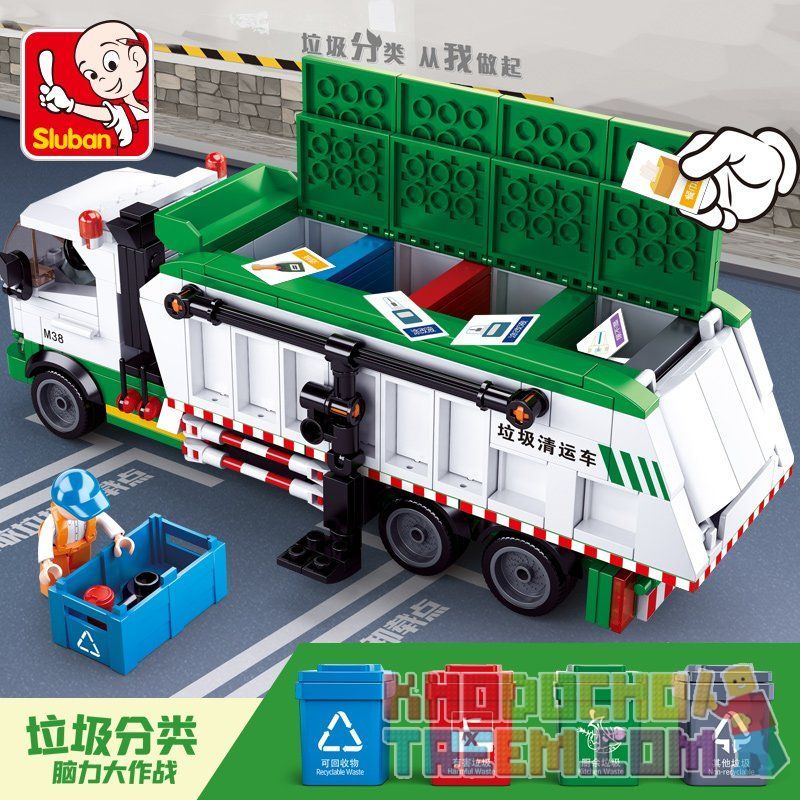 SLUBAN M38-B0780 B0780 0780 M38B0780 38-B0780 non  XE CHỞ RÁC CUỘC CHIẾN CÂN NÃO PHÂN LOẠI bộ đồ chơi xếp lắp ráp ghép mô hình City Thành Phố 432 khối