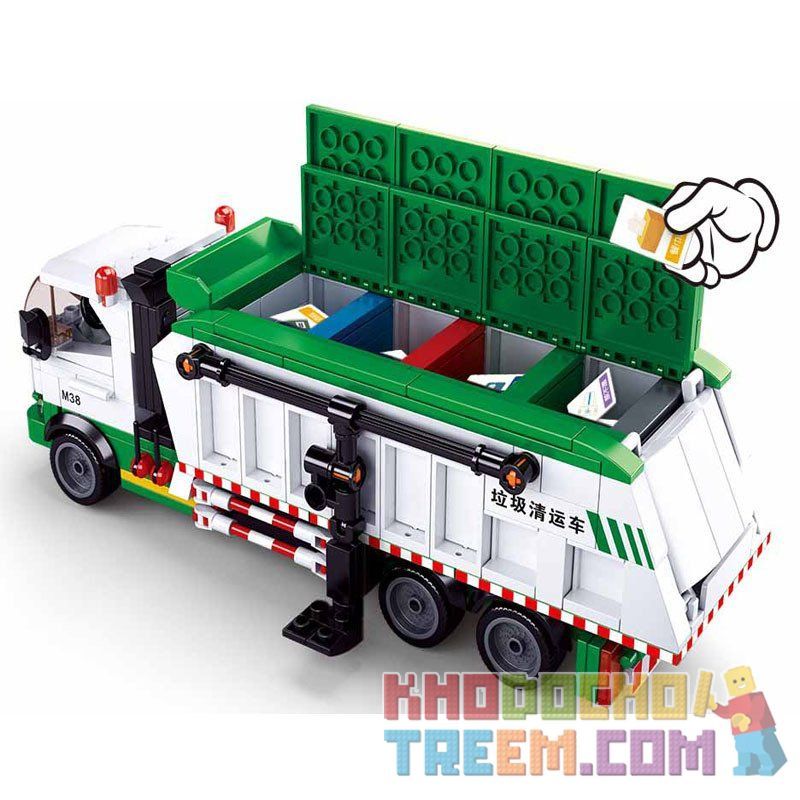 SLUBAN M38-B0780 B0780 0780 M38B0780 38-B0780 non  XE CHỞ RÁC CUỘC CHIẾN CÂN NÃO PHÂN LOẠI bộ đồ chơi xếp lắp ráp ghép mô hình City Thành Phố 432 khối