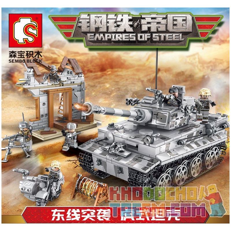 SEMBO 101401 non  XE TĂNG CHIẾN ĐẤU bộ đồ chơi xếp lắp ráp ghép mô hình Empires Of Steel Đế Chế Thép 1154 khối