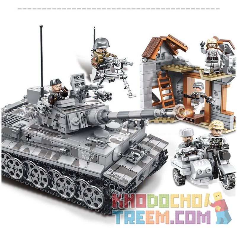 SEMBO 101401 non  XE TĂNG CHIẾN ĐẤU bộ đồ chơi xếp lắp ráp ghép mô hình Empires Of Steel Đế Chế Thép 1154 khối