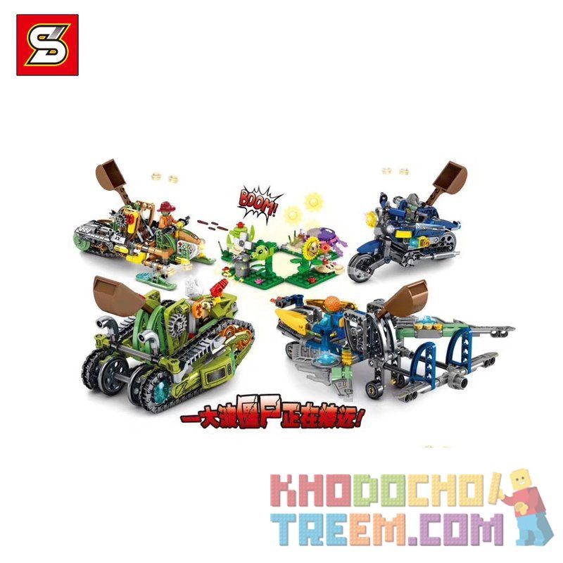 SHENG YUAN SY SY7023 7023 non Lego 4 XE bộ đồ chơi xếp lắp ráp ghép mô hình Plants Vs Zombies PLANTS VS. ZOMBIES Hoa Quả Nổi Giận 935 khối