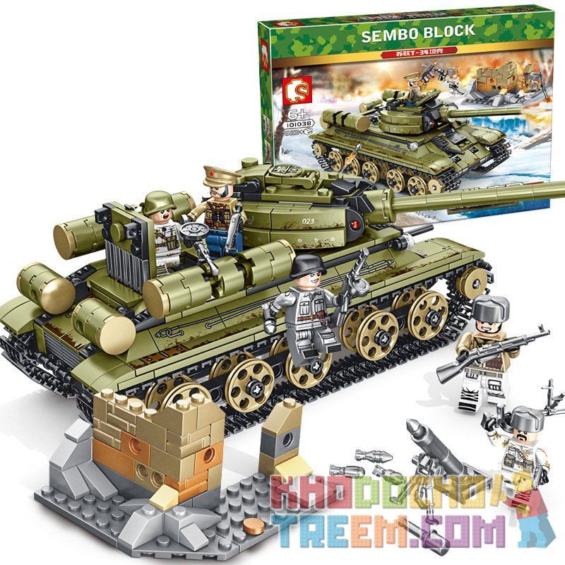 Sembo 101038 Xếp hình kiểu LEGO Empires of steel Empires of Steel:T34 Đế chế thép: xe tăng T-34 của Liên Xô 683 khối Sembo 101038 Xếp hình kiểu LEGO Empires of steel Empires of Steel:T34 Đế chế thép: xe tăng T-34 của Liên Xô 683 khối