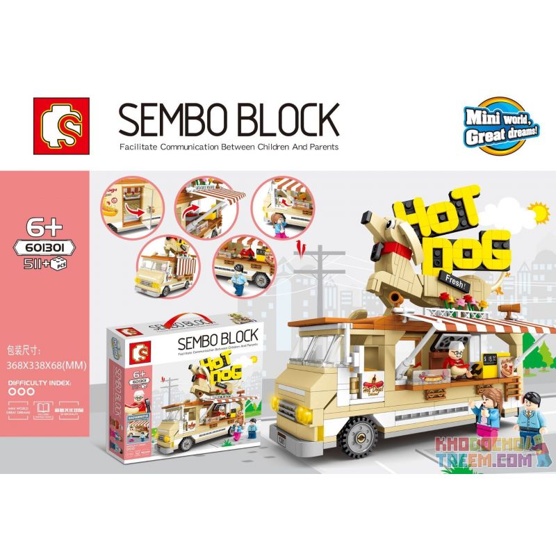 SEMBO 601301 non Lego CHẾ ĐỘ XEM PHỐ SENBAO XÚC XÍCH bộ đồ chơi xếp lắp ráp ghép mô hình City SEMBO BLOCK Thành Phố 511 khối