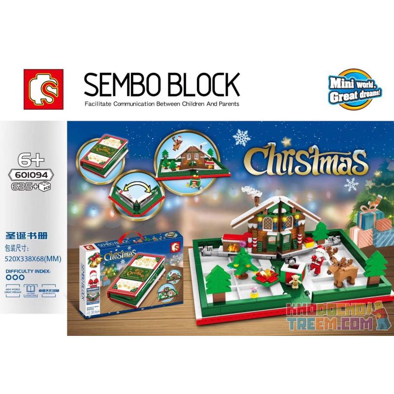 SEMBO 601094 non Lego SÁCH GIÁNG SINH bộ đồ chơi xếp lắp ráp ghép mô hình Creator CHRISTMAS Sáng Tạo 635 khối