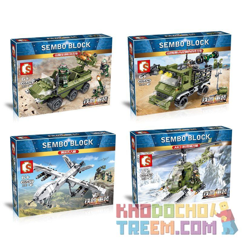 SEMBO 105475 105476 105477 105478 non  BIỆT ĐỘI KHÔNG CHIẾN bộ đồ chơi xếp lắp ráp ghép mô hình Iron Blood Heavy Equipment Đặc Nhiệm Máu Và Sắt 885 khối
