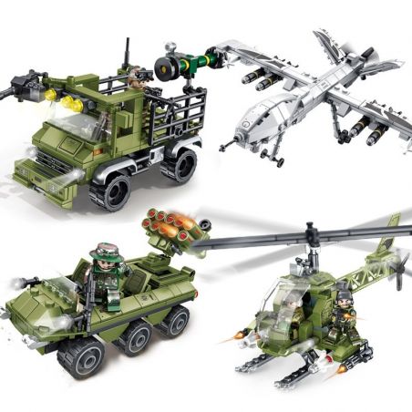 SEMBO 105475 105476 105477 105478 non  BIỆT ĐỘI KHÔNG CHIẾN bộ đồ chơi xếp lắp ráp ghép mô hình Iron Blood Heavy Equipment Đặc Nhiệm Máu Và Sắt 885 khối