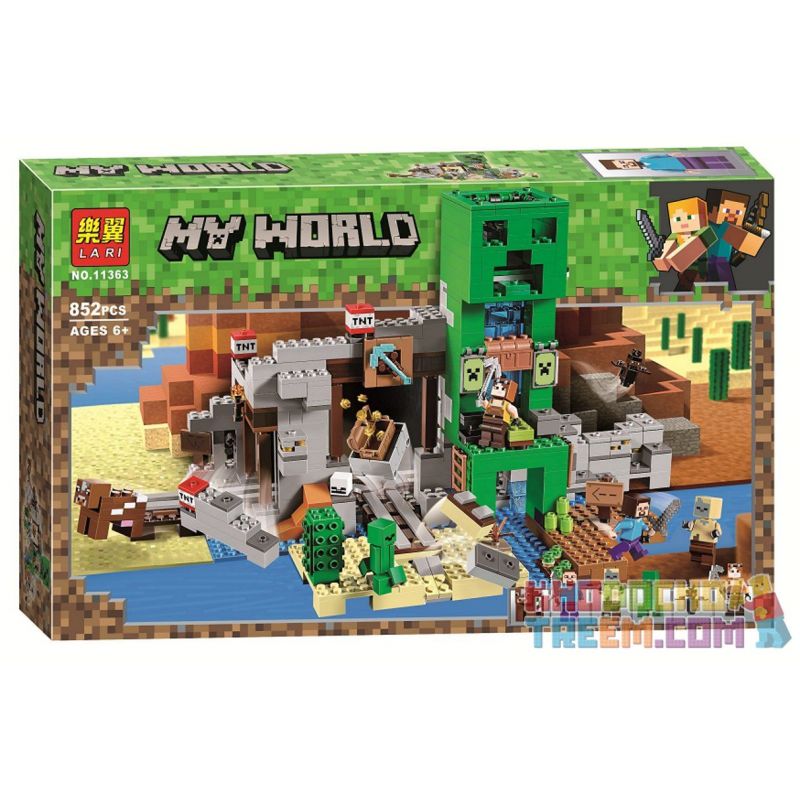 NOT Lego MINECRAFT 21155 The Creeper Mine, LARI 11363 SX 1035 Xếp hình Mỏ cây leo 834 khối NOT Lego MINECRAFT 21155 The Creeper Mine, LARI 11363 SX 1035 Xếp hình Mỏ cây leo 834 khối