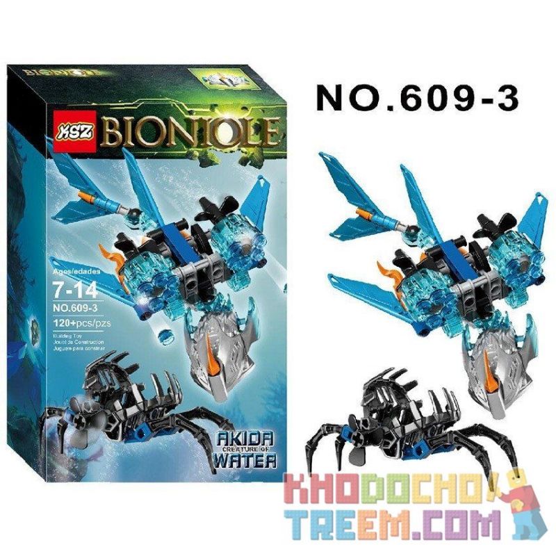NOT Lego AKIDA - CREATURE OF WATER 71302 XSZ KSZ 609-3 xếp lắp ráp ghép mô hình VŨ KHÍ SINH HỌC AKIDA - VẬT CỦA NƯỚC Bionicle Anh Hùng Toa 120 khối