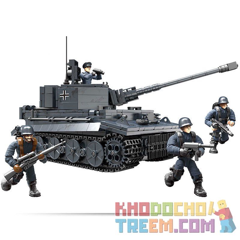 XIANG JUN XJ-922 non Lego XE TĂNG CHIẾN ĐẤU ĐEN bộ đồ chơi xếp lắp ráp ghép mô hình Military Army PZKPFW VI TIGER HEAVY TANK Quân Sự Bộ Đội 1201 khối