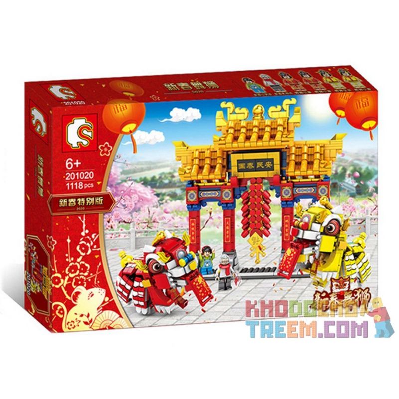 SEMBO 201020 non  MÚA LÂN NĂM MỚI bộ đồ chơi xếp lắp ráp ghép mô hình Seasonal Mùa Lễ Hội 1118 khối