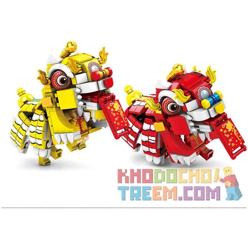 SEMBO 201020 non  MÚA LÂN NĂM MỚI bộ đồ chơi xếp lắp ráp ghép mô hình Seasonal Mùa Lễ Hội 1118 khối