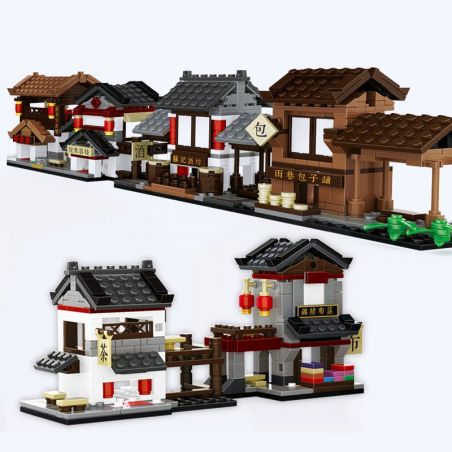 WANGE 2320 2315 2316 2317 2318 2319 non  CỬA HÀNG BÁN TRÀ VẢI RƯỢU NHÀ TRỌ bộ đồ chơi xếp lắp ráp ghép mô hình Mini Modular Đường Phố Thu Nhỏ 1025 khối