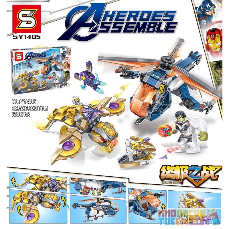 SHENG YUAN SY SY1405 1405 non Lego AVENGERS TRẬN CHIẾN CUỐI CÙNG bộ đồ chơi xếp lắp ráp ghép mô hình Marvel Super Heroes HEROES ASSEMBLE Siêu Anh Hùng Marvel 580 khối