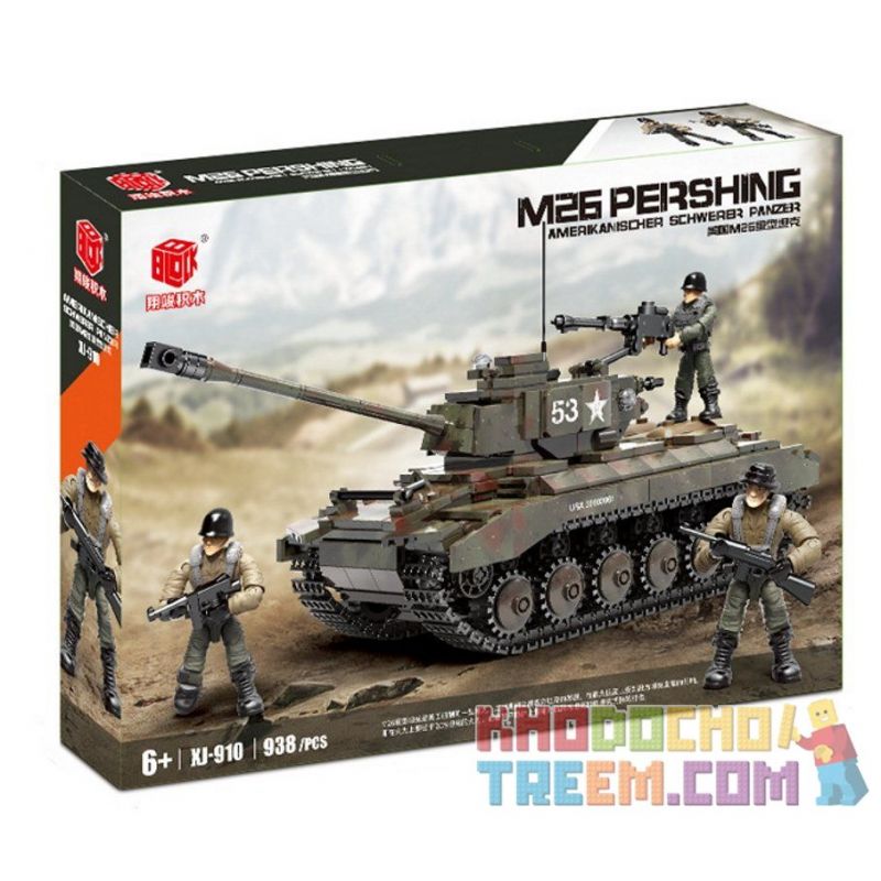 XIANG JUN XJ-910 non  XE TĂNG HẠNG NẶNG M26 PERSHING CỦA MỸ bộ đồ chơi xếp lắp ráp ghép mô hình Military Army Quân Sự Bộ Đội 938 khối XIANG JUN XJ-910 non  XE TĂNG HẠNG NẶNG M26 PERSHING CỦA MỸ bộ đồ chơi xếp lắp ráp ghép mô hình Military Army Quân Sự Bộ Đội 938 khối