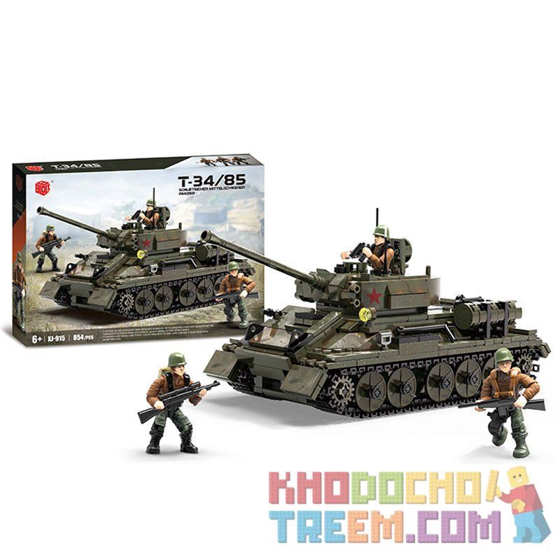 XIANG JUN XJ-915 non  XE TĂNG T-34/85 bộ đồ chơi xếp lắp ráp ghép mô hình Military Army Quân Sự Bộ Đội 854 khối