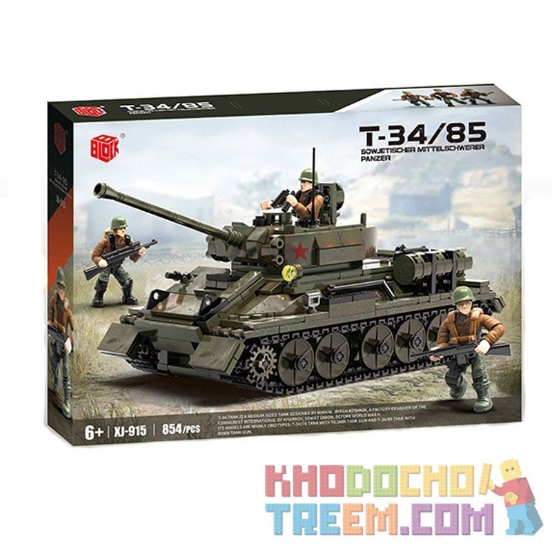 XIANG JUN XJ-915 non  XE TĂNG T-34/85 bộ đồ chơi xếp lắp ráp ghép mô hình Military Army Quân Sự Bộ Đội 854 khối