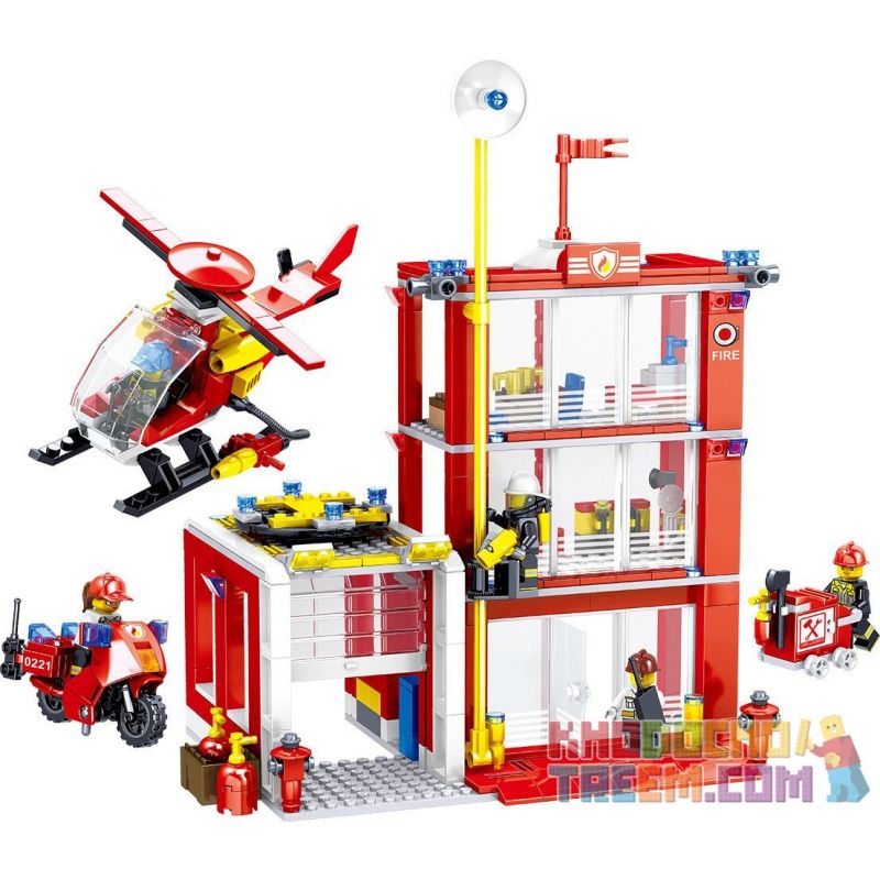 ZHEGAO QL0221 0221 non Lego FIRE EAGLE TÒA NHÀ AN TOÀN PHÒNG CHÁY bộ đồ chơi xếp lắp ráp ghép mô hình City Hero Anh Hùng Trong Thành Phố 558 khối