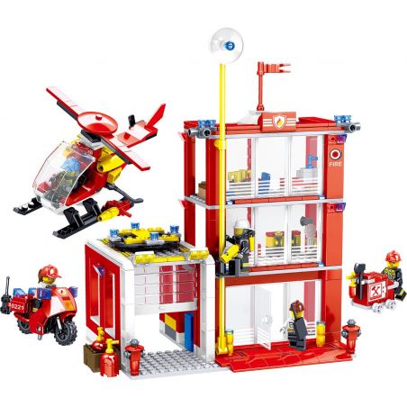 ZHEGAO QL0221 0221 non  FIRE EAGLE TÒA NHÀ AN TOÀN PHÒNG CHÁY bộ đồ chơi xếp lắp ráp ghép mô hình City Hero Anh Hùng Trong Thành Phố 558 khối