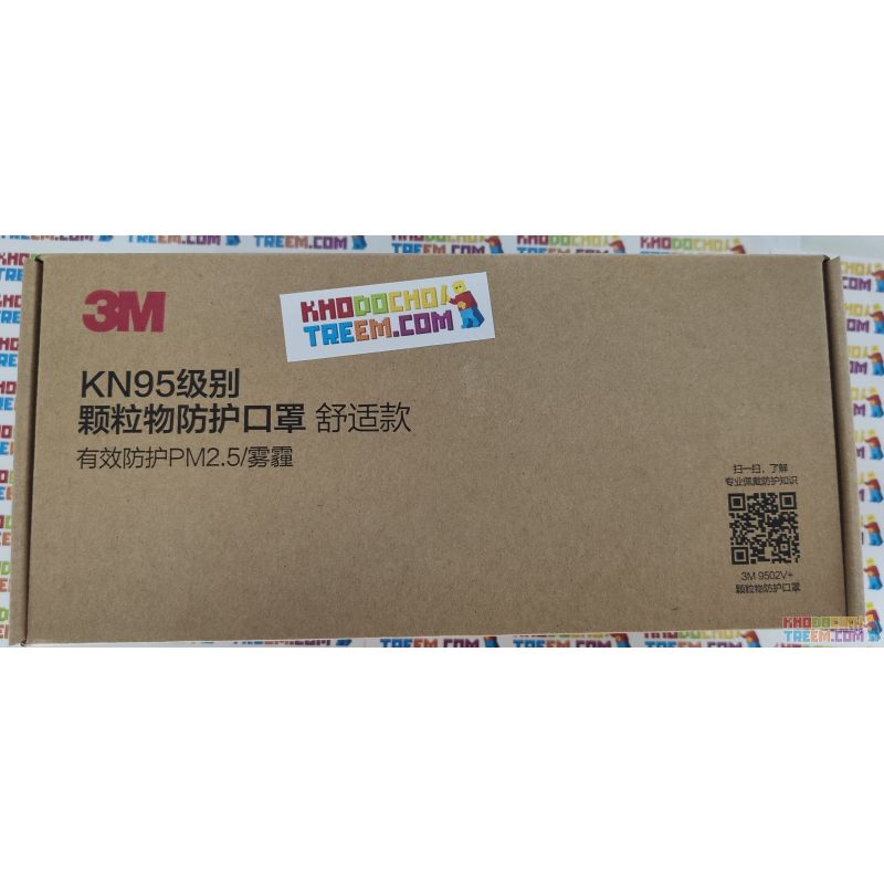 Khẩu trang 3M 9502V+ KN95 lọc hơn 95% bụi siêu mịn PM2.5 có van thở, đeo tai, chun vải mềm hơn 9502VT, chính hãng