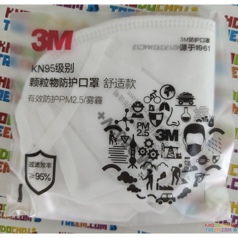 Khẩu trang 3M 9502V+ KN95 lọc hơn 95% bụi siêu mịn PM2.5 có van thở, đeo tai, chun vải mềm hơn 9502VT, chính hãng