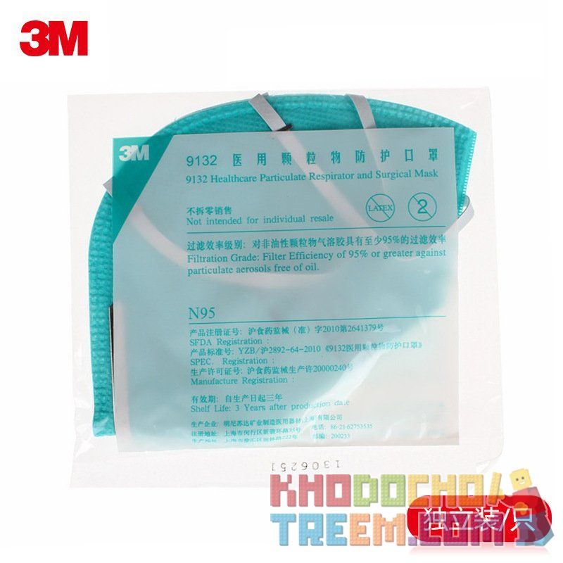 Khẩu trang 3M 9132 N95 lọc hơn 95% bụi siêu mịn PM2.5 có thể dùng làm khẩu trang phẫu thuật chống được máu và dịch người bệnh ở 