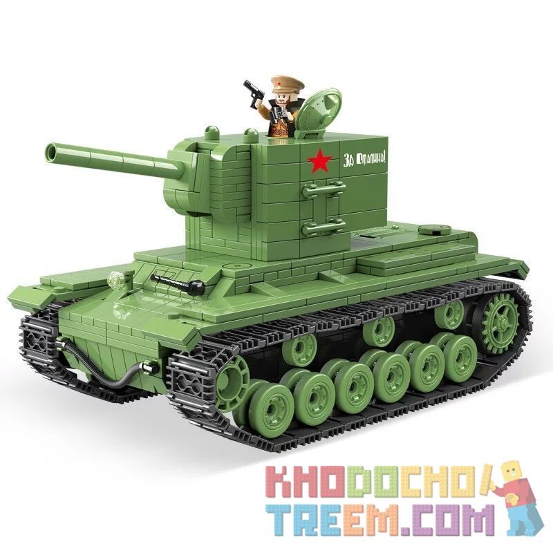 QUANGUAN 100071 Xếp hình kiểu LEGO World War II KV-2 Heavy Panzer xe tăng hạng nặng 818 khối QUANGUAN 100071 Xếp hình kiểu LEGO World War II KV-2 Heavy Panzer xe tăng hạng nặng 818 khối