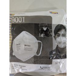 Một cái khẩu trang 3M 9001 KN90 lọc hơn 90% bụi siêu mịn PM2.5 , đeo tai, chun tổng hợp, chính hãng