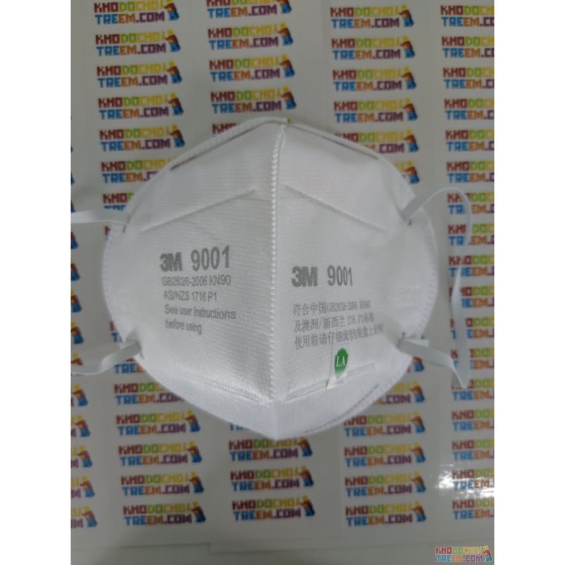 Một cái khẩu trang 3M 9001 KN90 lọc hơn 90% bụi siêu mịn PM2.5 , đeo tai, chun tổng hợp, chính hãng