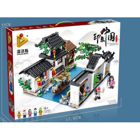 PanlosBrick 610004 Panlos Brick 610004 non  LÀNG NƯỚC GIANG NAM bộ đồ chơi xếp lắp ráp ghép mô hình Chinatown Khu Phố Tàu 1801 khối