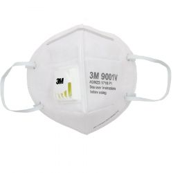 Một cái khẩu trang 3M 9001V KN90 lọc hơn 90% bụi siêu mịn PM2.5 , đeo tai, chun tổng hợp, chính hãng