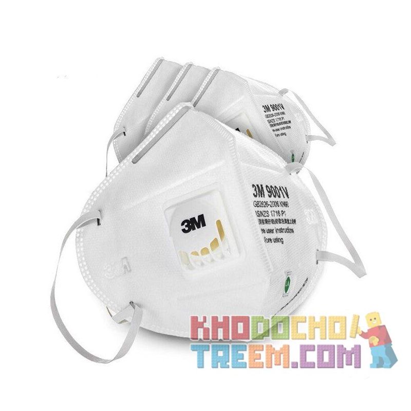 Một cái khẩu trang 3M 9001V KN90 lọc hơn 90% bụi siêu mịn PM2.5 , đeo tai, chun tổng hợp, chính hãng