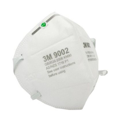 Một cái khẩu trang 3M 9002 KN90 lọc hơn 90% bụi siêu mịn PM2.5 , đeo đầu, chun tổng hợp, chính hãng