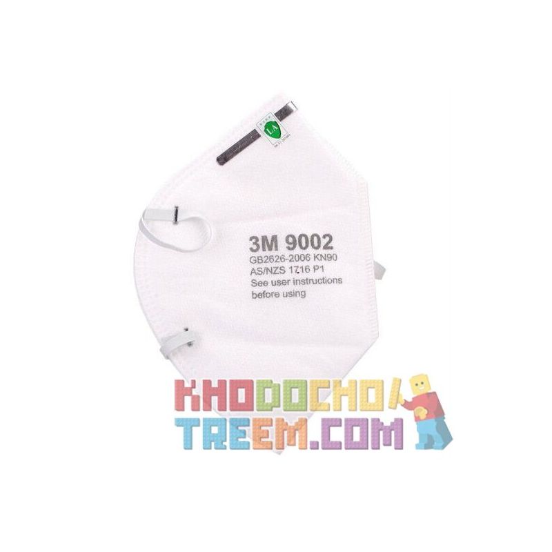 Một cái khẩu trang 3M 9002 KN90 lọc hơn 90% bụi siêu mịn PM2.5 , đeo đầu, chun tổng hợp, chính hãng
